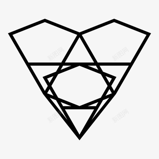 几何的爱心八角形图标svg_新图网 https://ixintu.com 八角形 几何的爱 心 星星