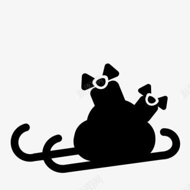 圣诞老人雪橇庆祝礼物图标图标
