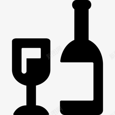 酒瓶和玻璃杯食物食物和饮料图标图标