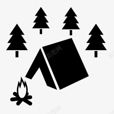 露营探险篝火图标图标