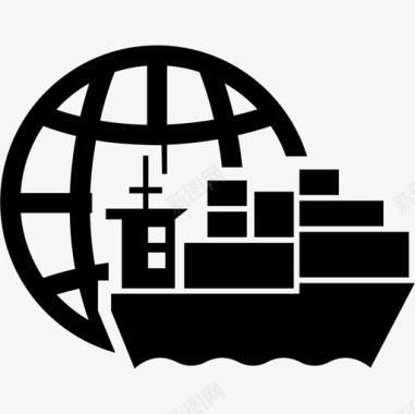远洋货船全球分销商业全球物流图标图标