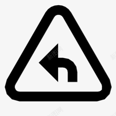 三角左转标志警告图标图标