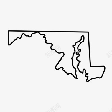 马里兰州地图州图标图标