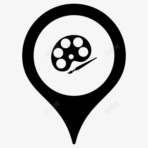 美术馆地图标记地图指针svg_新图网 https://ixintu.com 图钉 地图指针 地图标记 美术馆 调色板