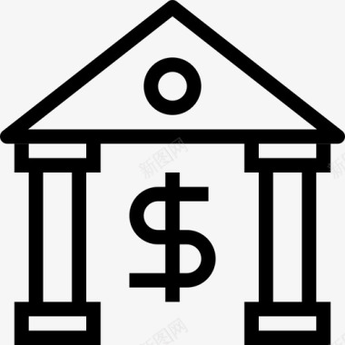 银行货币建筑物和地点图标图标