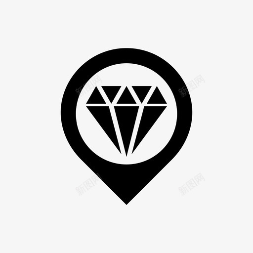 地图针钻石珠宝图标svg_新图网 https://ixintu.com 位置 商店 地图位置填充 地图针 珠宝 钻石