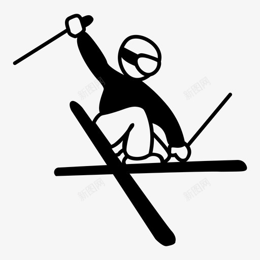 滑雪者跳跃技巧图标svg_新图网 https://ixintu.com 冬天 技巧 滑雪者 跳跃 雪