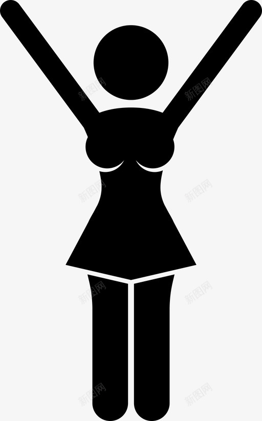 啦啦队队长粉丝女性图标svg_新图网 https://ixintu.com 举起手臂 啦啦队队长 女孩 女性 快乐 支持者 粉丝
