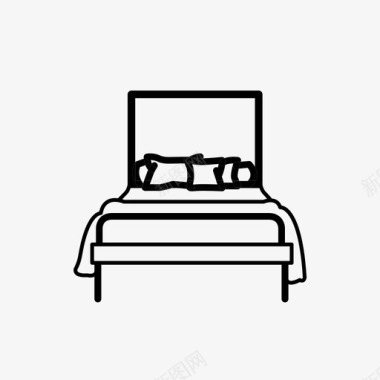 单人间床卧室图标图标