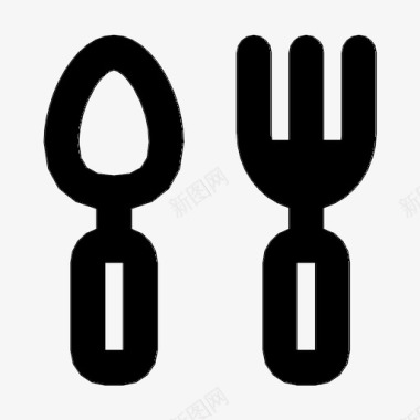 叉子和勺子咖啡馆厨师图标图标