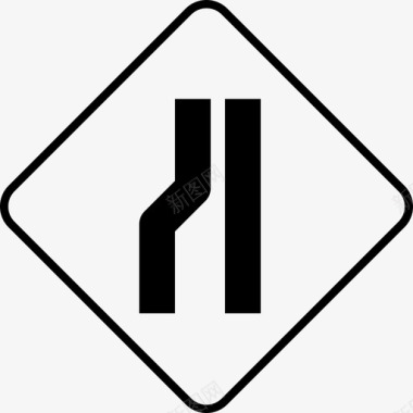 左窄小心道路图标图标