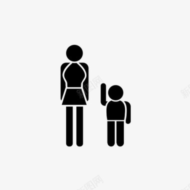 单亲妈妈孩子家庭图标图标