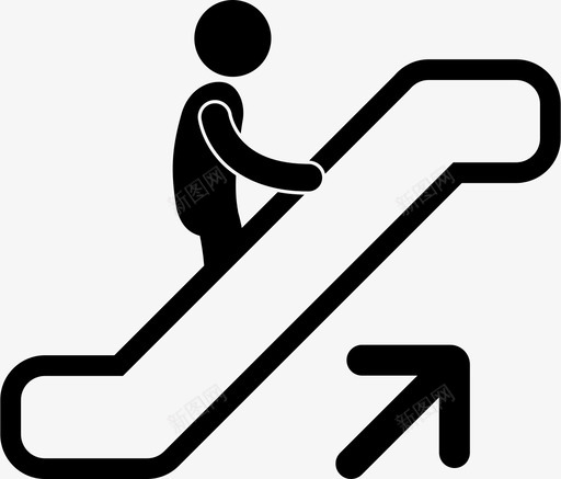 自动扶梯箭头上升图标svg_新图网 https://ixintu.com 上升 人 向上 箭头 自动扶梯