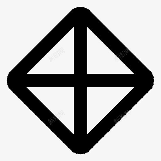 钻石分割道路标志图标svg_新图网 https://ixintu.com 交通 标志 警告 道路 钻石分割