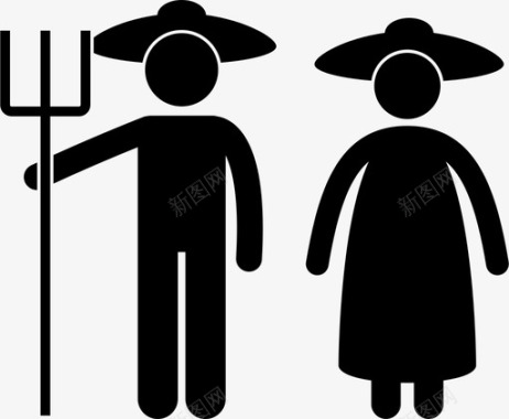 农民家庭平民夫妇图标图标