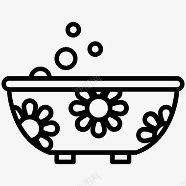 带花的浴缸婴儿泡泡图标图标