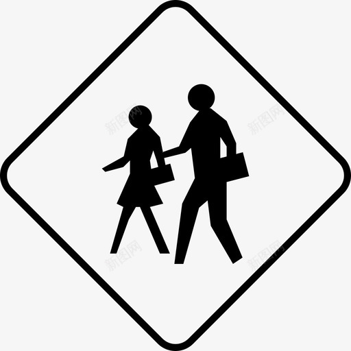 学生路口当心道路图标svg_新图网 https://ixintu.com 学校 学生路口 当心 步行 白色路标 路标 道路