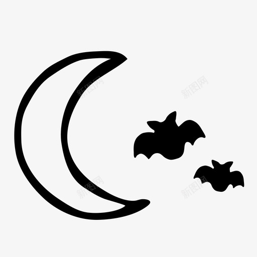 月亮万圣节手绘图标svg_新图网 https://ixintu.com 万圣节 可怕的夜晚 夜晚 恐怖 手绘 月亮