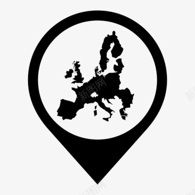 欧盟地图世界地图标记图标