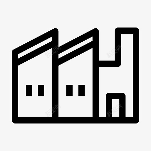 工厂建筑工业图标svg_新图网 https://ixintu.com 工业 工厂 建筑 建筑物和地标轮廓图标集