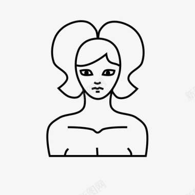 大头发60年代女性图标图标