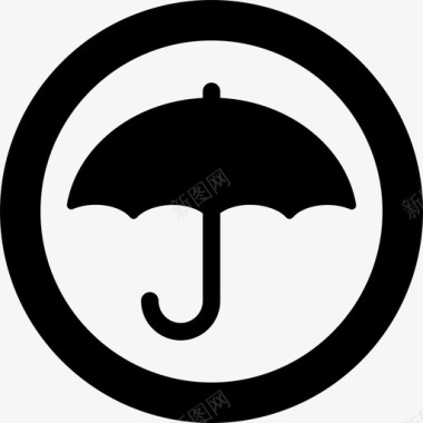 在一个圆的伞标志全球物流图标图标