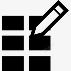 一支铅笔六个矩形和一支铅笔形状仪表板图标高清图片