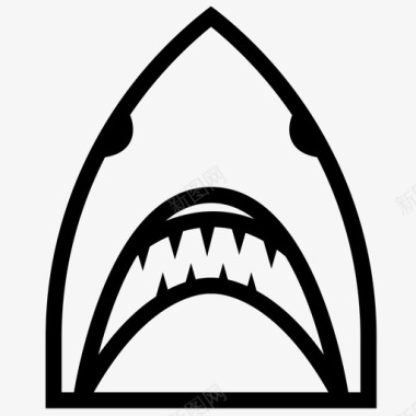 鲨鱼脸动物头图标图标