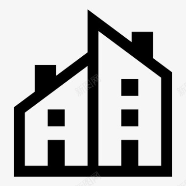 城镇住宅建筑物住宅图标图标