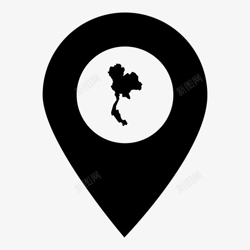 泰国国家位置图标svg_新图网 https://ixintu.com 世界地图标记 位置 国家 地图 泰国