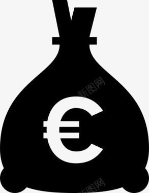 钱袋欧元现金货币图标图标