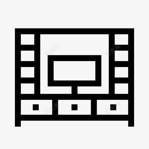 电视台抽屉家具图标svg_新图网 https://ixintu.com 家具 家具线 抽屉 架子 电视 电视台