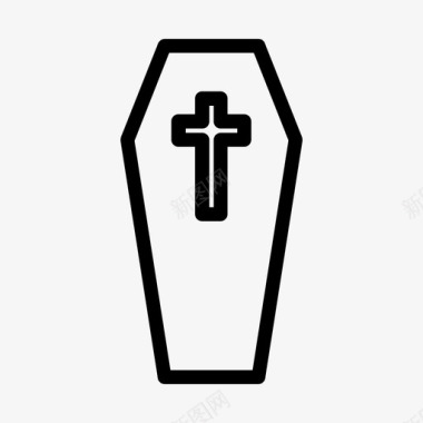 棺材葬礼十字架图标图标