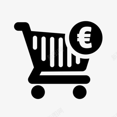 购物欧元结账购买图标图标