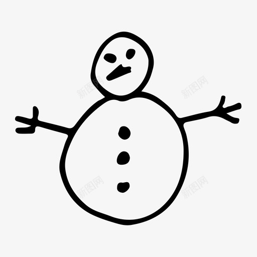 雪人冬天手绘雪人图标svg_新图网 https://ixintu.com 冬天 手绘雪人 雪人