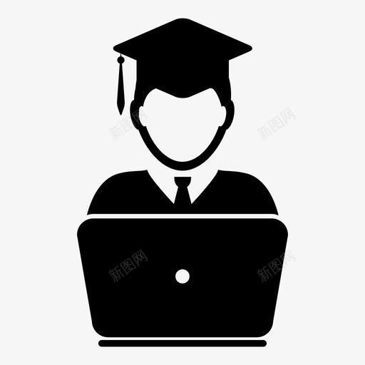 学生证书学位图标svg_新图网 https://ixintu.com 在线 学位 学术 学校 学生 教育字形图标 毕业 笔记本电脑 证书