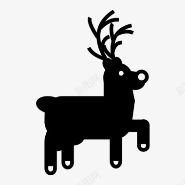 驯鹿圣诞节雪图标图标