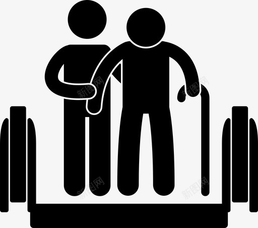 老人援助手杖图标svg_新图网 https://ixintu.com 人 小心 手杖 援助 老人 自动扶梯