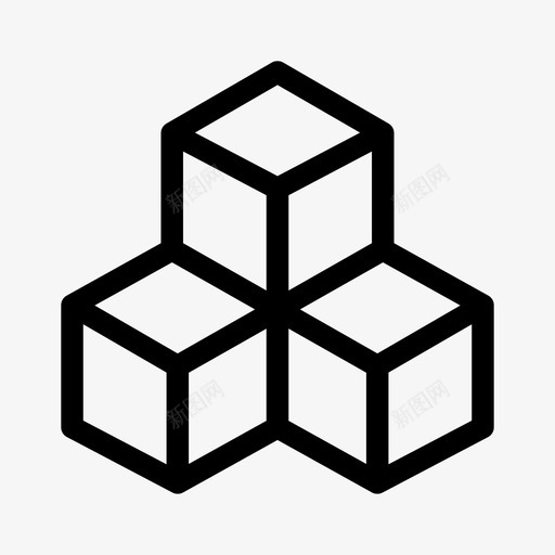 立方体盒子宝石图标svg_新图网 https://ixintu.com 几何图形 堆栈 宝石 盒子 立方体