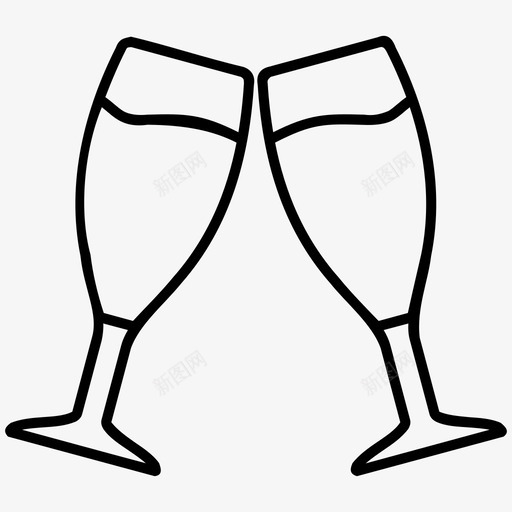 干杯庆祝香槟图标svg_新图网 https://ixintu.com 一杯酒 叮当 干杯 庆祝 玻璃杯 香槟