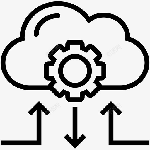 云设置云计算cog图标svg_新图网 https://ixintu.com cog 云计算 云设置 云配置 启动和开发线图标 齿轮