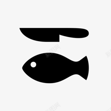鱼和刀烹饪鱼切割图标图标