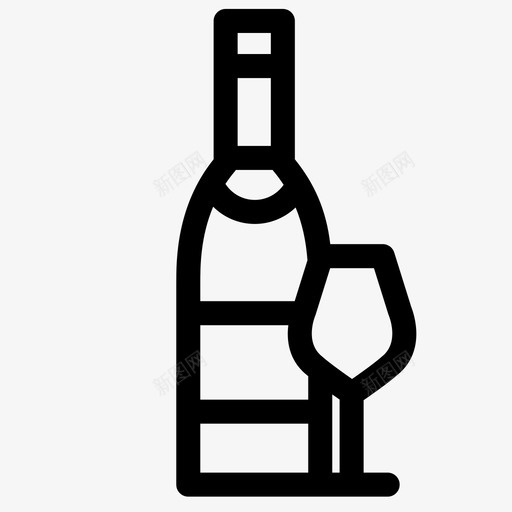 葡萄酒瓶子玻璃杯图标svg_新图网 https://ixintu.com 玻璃杯 瓶子 葡萄 葡萄酒 酒杯