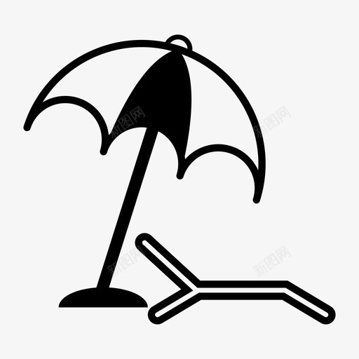 雨伞沙滩躺椅图标svg_新图网 https://ixintu.com 休闲 夏季 旅行 沙滩 躺椅 雨伞