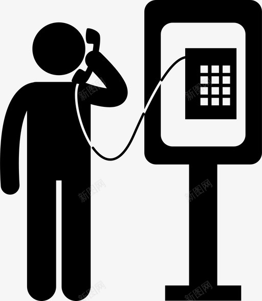 公用电话亭人图标svg_新图网 https://ixintu.com 亭 人 使用 公用电话 槽 自助机 通话