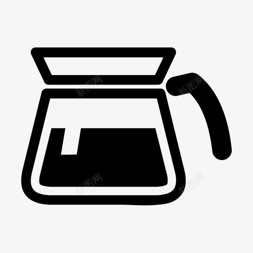 玻璃壶咖啡饮料图标svg_新图网 https://ixintu.com 咖啡 新风格的食品图标集 热 玻璃壶 茶 饮料