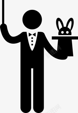 魔术师和兔子动物帽子图标图标