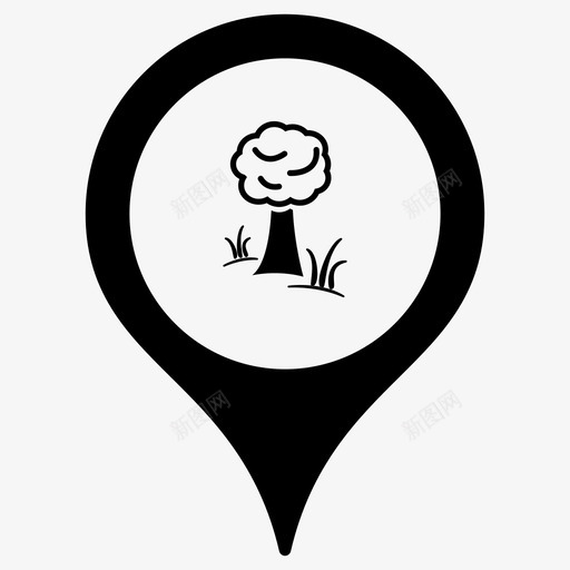 公园花园地图标记svg_新图网 https://ixintu.com 公园 别针 地图指针 地图标记 树 花园