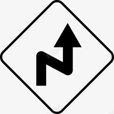 弯弯曲曲的路箭头小心图标图标