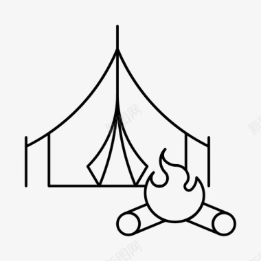 帐篷篝火野营图标图标